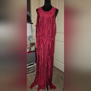 Burgundy Pleated Dress NWOT 2x‎ Plus